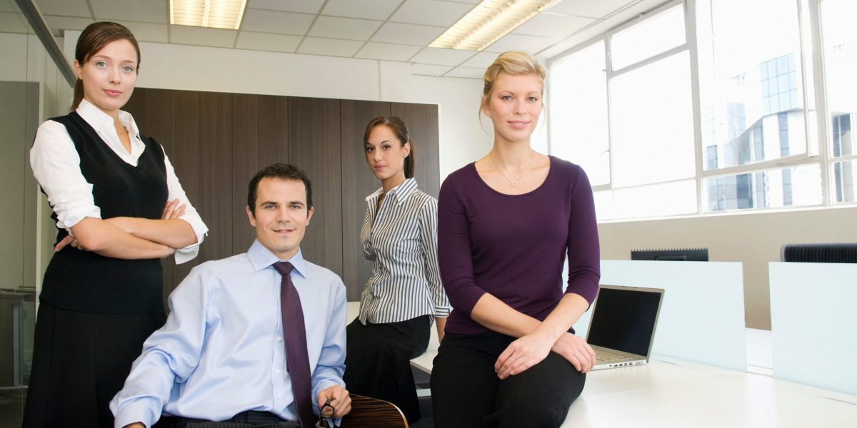 A portrait of an office team